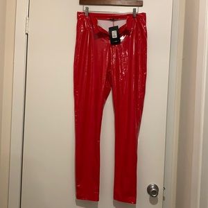 NWT. Red latex pants.